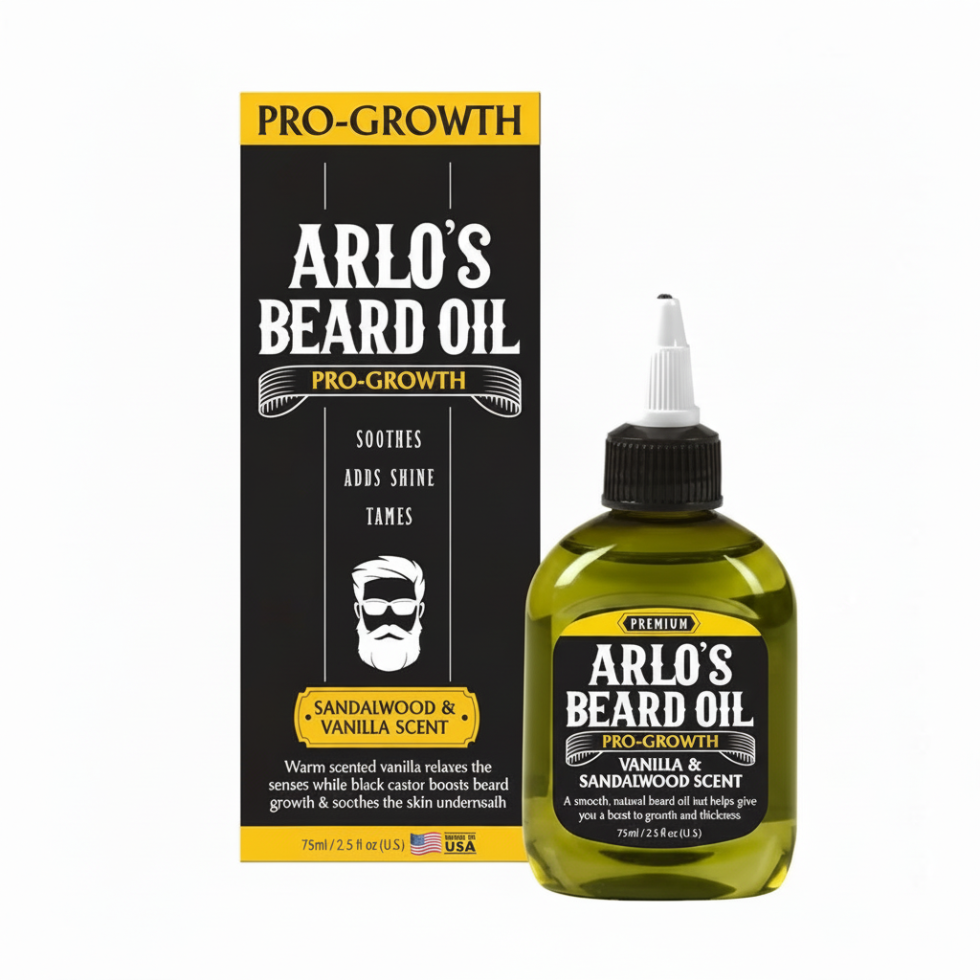 arlos beard oil pro growth vanilla sandalwood 75ml beard care strength shine oil