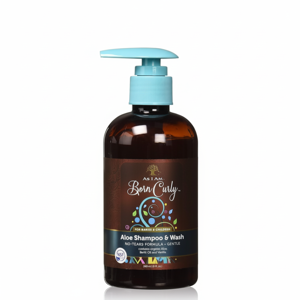 As I Am born curly aloe shampoo 240ml gentle cleansing wash for babies kids soft hydrated curly hair