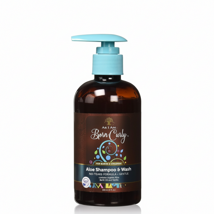 As I Am born curly aloe shampoo 240ml gentle cleansing wash for babies kids soft hydrated curly hair
