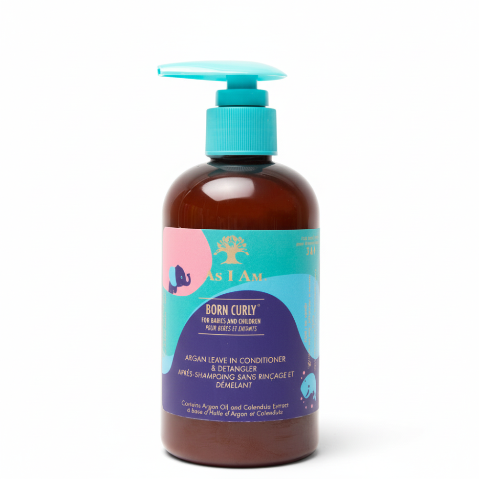 As I Am born curly argan leave in conditioner 240ml for babies kids detangling soft shiny curly hair
