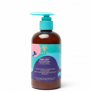 As I Am born curly argan leave in conditioner 240ml for babies kids detangling soft shiny curly hair