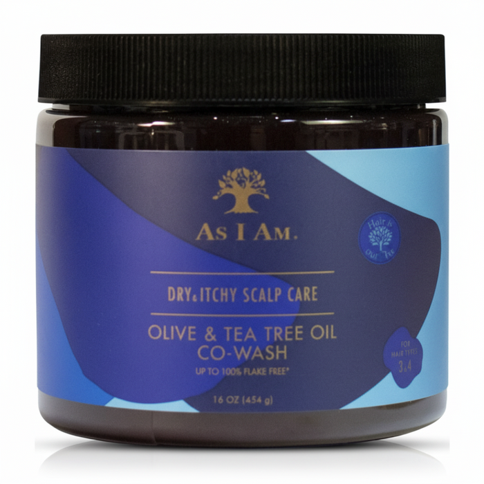 As I Am dry itchy scalp co wash 454g anti dandruff olive tea tree oil cleanser for healthy scalp and soft hair