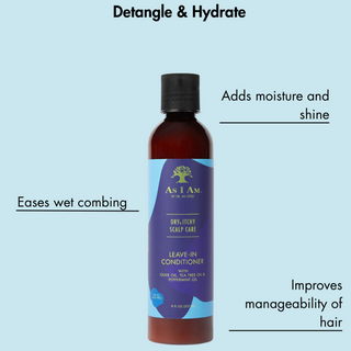 As I Am dry itchy scalp leave in conditioner 237ml olive tea tree hydrating soothing anti dandruff hair care