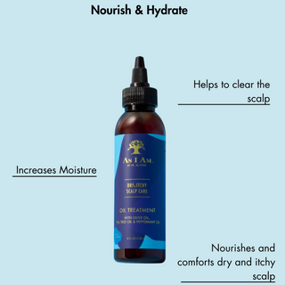 As I Am dry itchy scalp oil treatment 120ml anti dandruff tea tree olive oil for healthy hydrated scalp