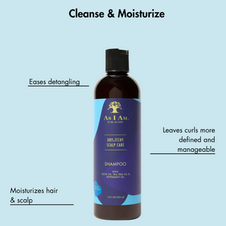 As I Am dry itchy scalp dandruff shampoo 355ml tea tree olive oil cleansing hydrating anti dandruff scalp care