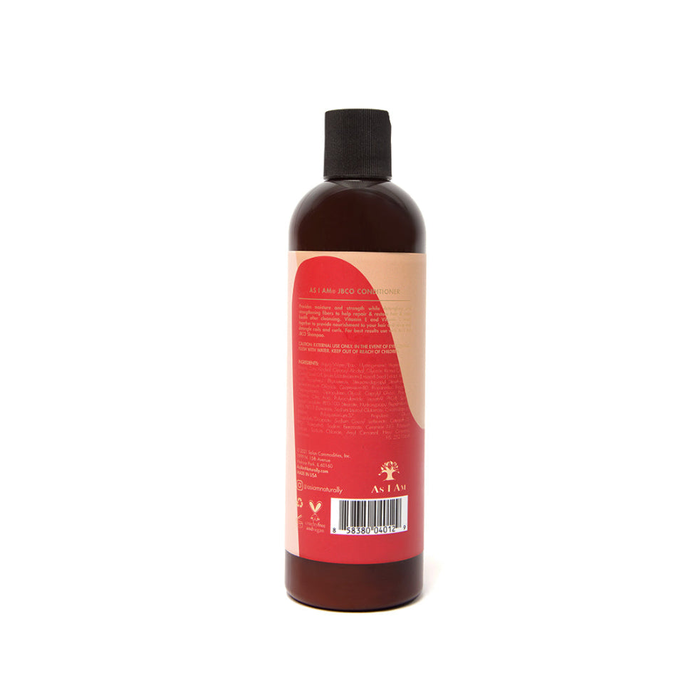 As I Am JBCO Conditioner strengthens, moisturizes, and softens hair while reducing breakage and improving shine and manageability.
