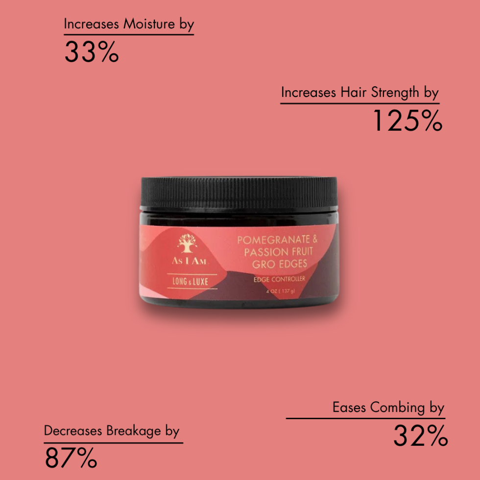 As I Am long and luxe groedges 113g strong hold edge control for sleek smooth edges and healthy hairline
