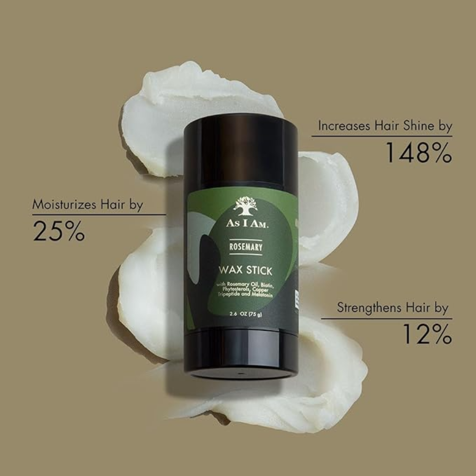 As I Am rosemary hair wax stick 2.6oz flexible hold styling for smooth defined frizz free shiny hair