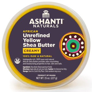 Ashanti Naturals 100 percent creamy yellow shea butter 227g for deep moisturizing skin and hair care