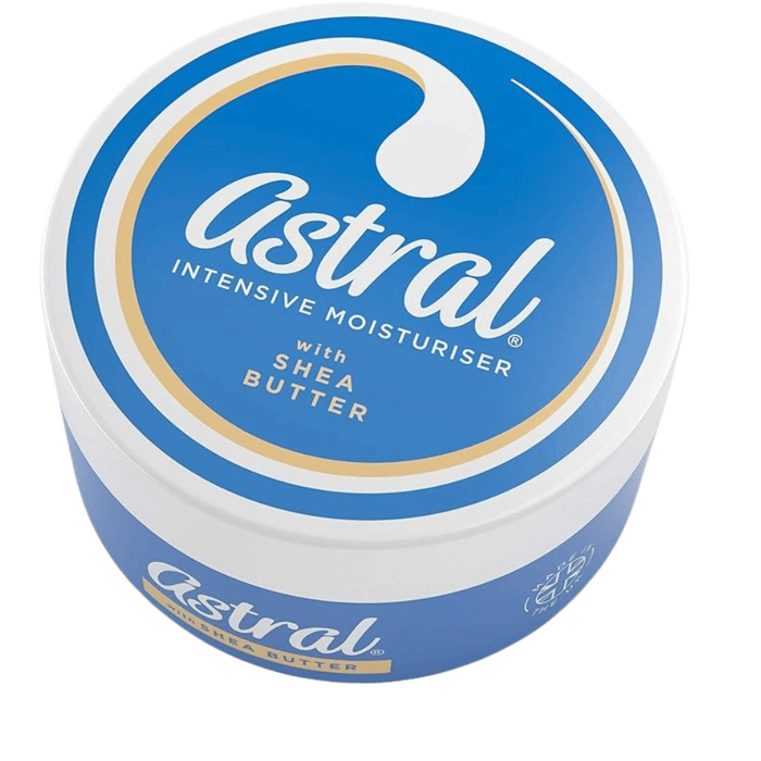 Astral face and body moisturiser cream with shea butter 200ml deep hydration skincare for soft smooth healthy skin