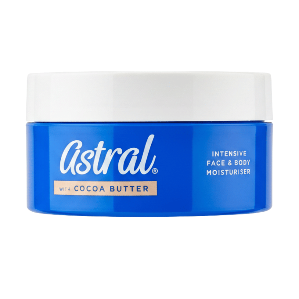 Astral intensive moisturiser with cocoa butter 200ml deep hydration cream for soft smooth healthy skin daily skincare