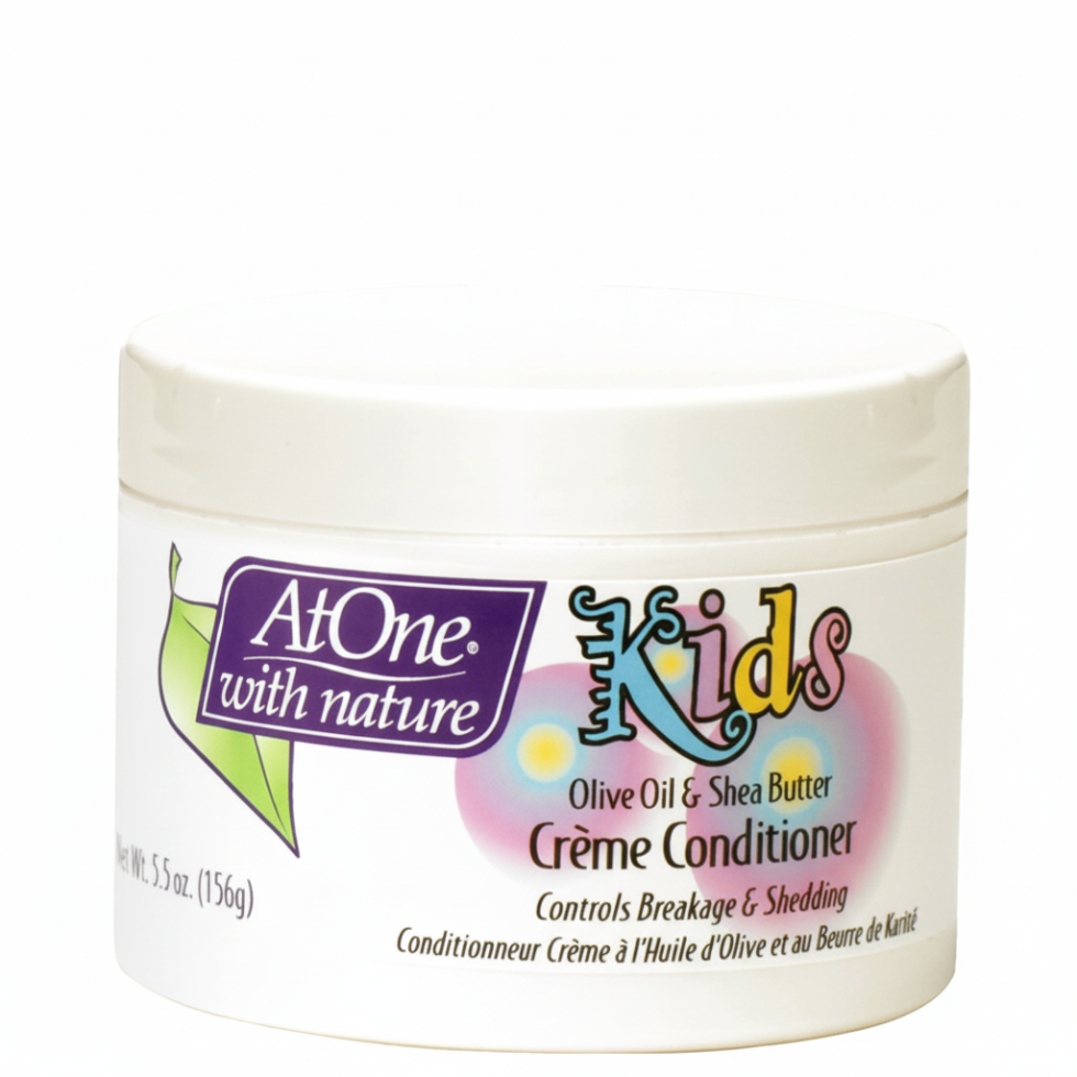 atone kids olive oil shea butter creme conditioner 154g reduce breakage shedding soft kids hair care