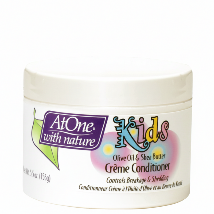 atone kids olive oil shea butter creme conditioner 154g reduce breakage shedding soft kids hair care