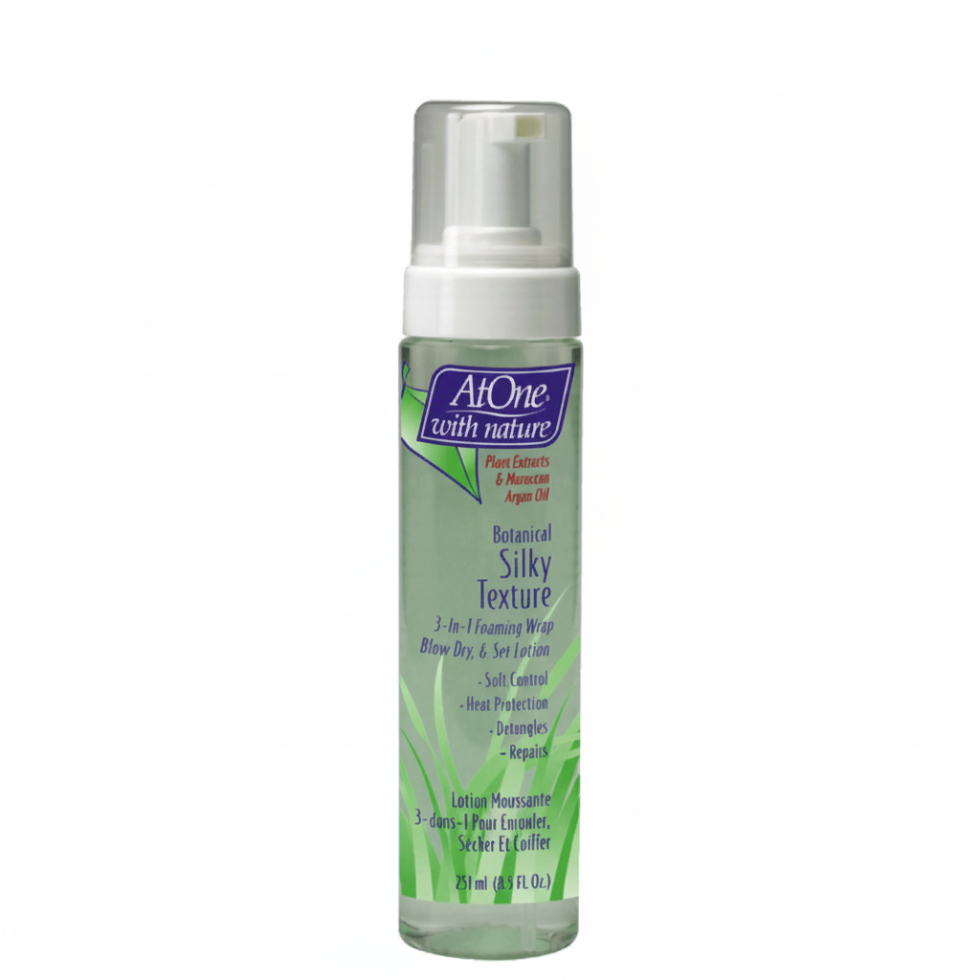 atone silky texture mousse 251ml alcohol free plant extracts moroccan argan oil hair styling foam detangle define frizz control