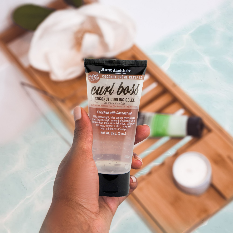 aunt jackies curl boss coconut curling gelee 3oz travel size curl definer frizz control soft hold