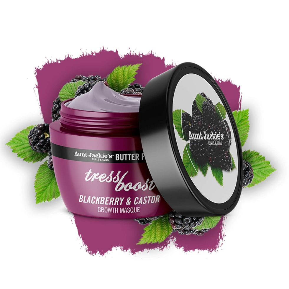 aunt jackies tress boost growth masque 8oz blackberry castor oil hair mask strengthens nourishes scalp supports growth
