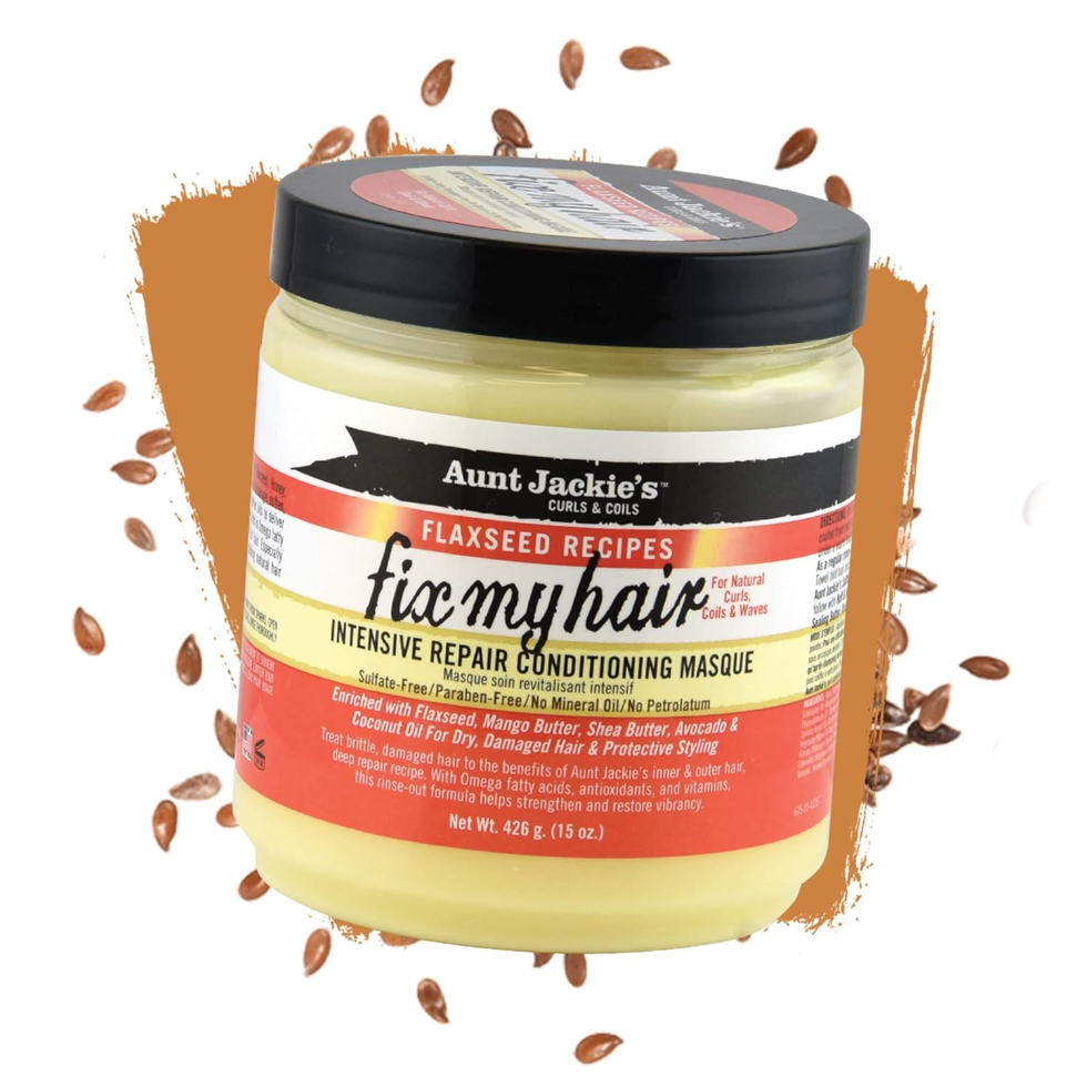aunt jackies flaxseed fix my hair repair masque 15oz intensive conditioning mask repairs damage strengthens hair