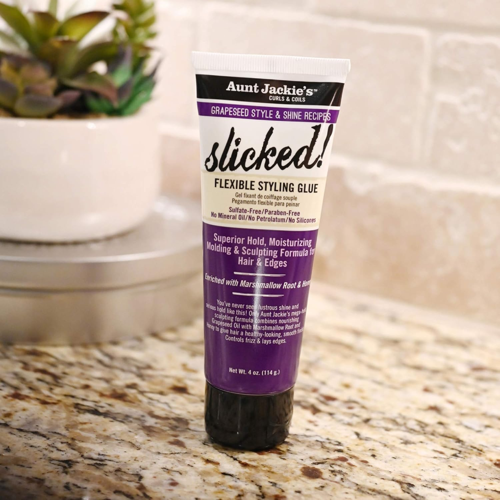 aunt jackies grapeseed slicked styling glue 4oz strong flexible hold gel edge control frizz smooth sleek style