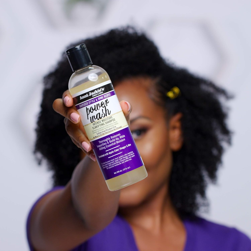 aunt jackies power wash clarifying shampoo 12oz intense moisture cleanser removes buildup scalp care