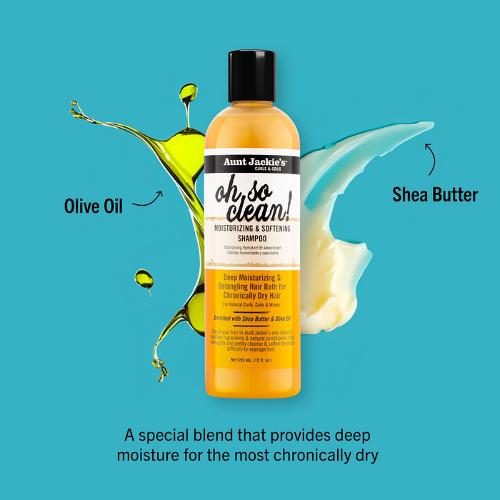 Aunt Jackie’s Oh So Clean Shampoo 12oz | Moisturizing Curls & Coils Cleanser
