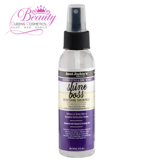 Aunt Jackie's Grapeseed Style and Shine Recipes Shine Boss Refreshing Sheen Hair Mist, Gives Curls, Waves and Coils Shine Without Oily Feel, 4 oz