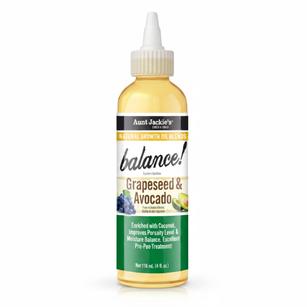 aunt jackies balance growth oil 4oz grapeseed avocado porosity care oil nourishes scalp strengthens hair