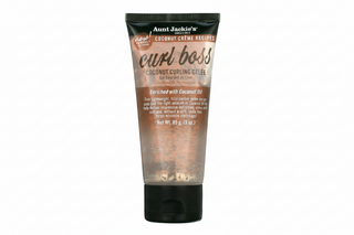 Aunt Jackie’s Curl Boss Coconut Curling Gelée 3oz travel size curl defining gel for frizz free shiny curls.