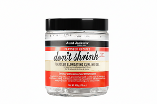Aunt Jackie’s Don’t Shrink Flaxseed Elongating Curling Gel 15oz curl defining gel for stretched frizz free natural curls.