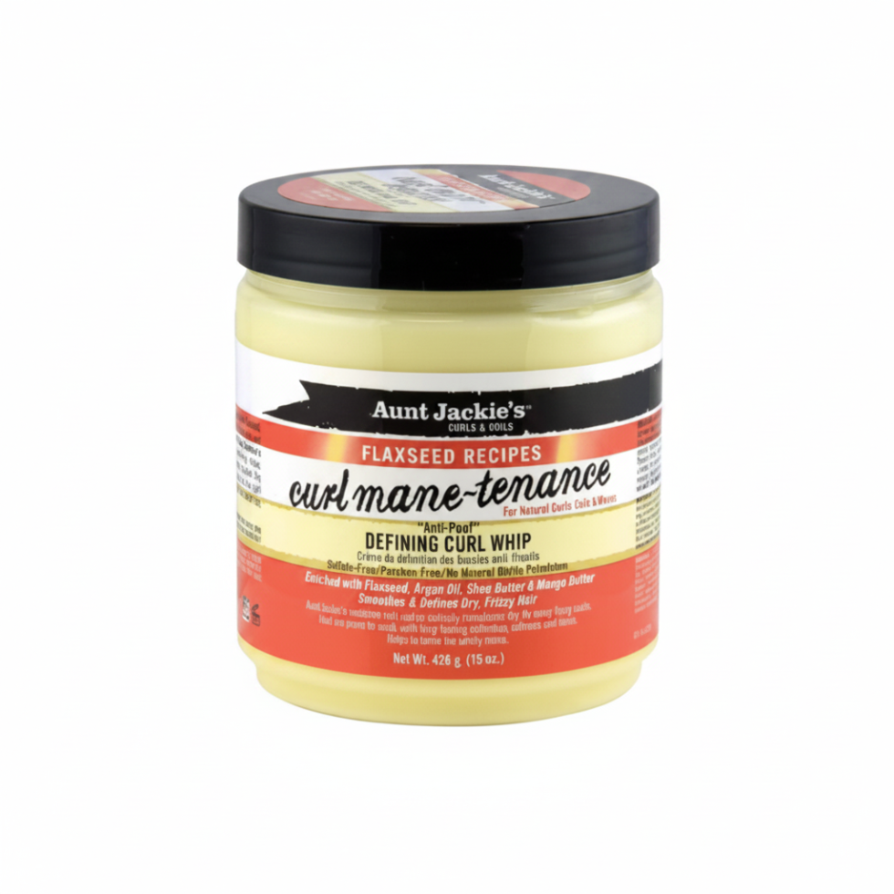 aunt jackies flaxseed curl mane tenance curl whip 15oz curl defining cream hydrate frizz control soft hold