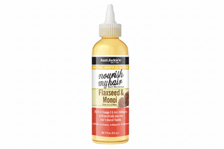Aunt Jackie’s Nourish My Hair Flaxseed and Monoi Growth Hair Oil 4oz lightweight oil for scalp nourishment and hair growth.