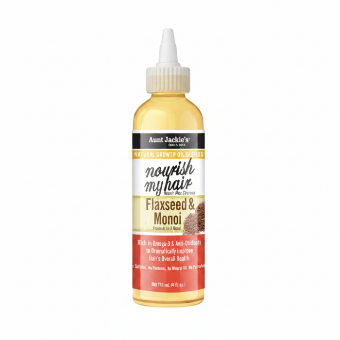 Aunt Jackie’s Flaxseed & Monoi Growth Hair Oil 4oz | Nourish & Strengthen