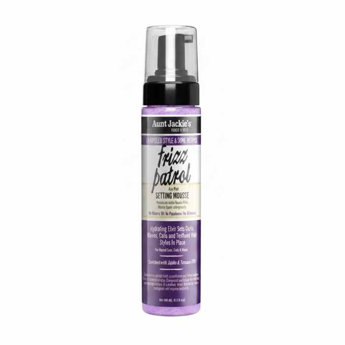 Aunt Jackie’s Frizz Patrol Setting Mousse 8.5oz | Smooth & Define Anti-Frizz Foam