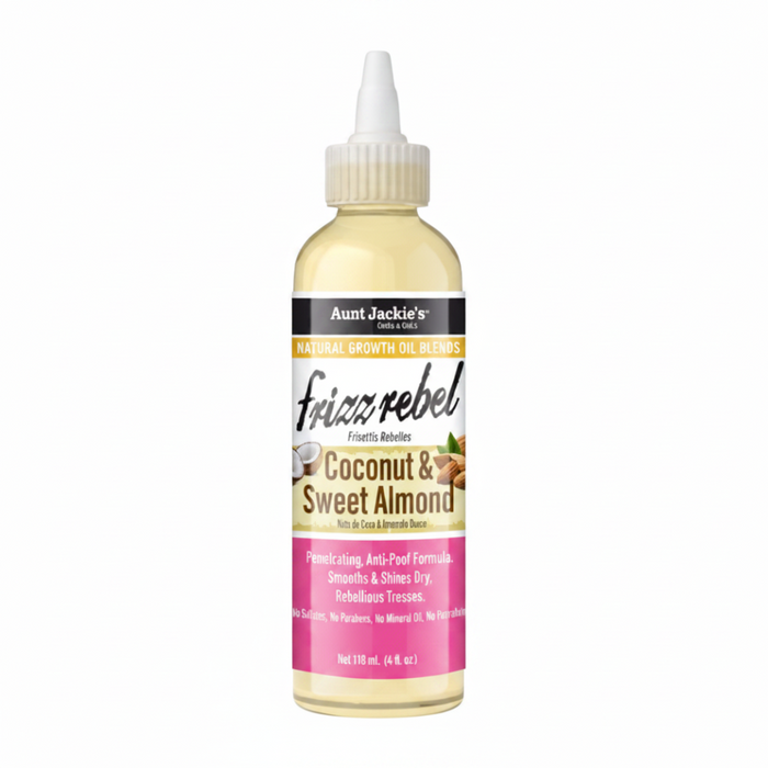 Aunt Jackie’s Frizz Rebel Growth Oil 4oz | Coconut & Sweet Almond Smooth Shine Oil