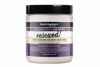 Aunt Jackie’s Grapeseed Rescued Thirst Quenching Recovery Conditioner 15oz hydrating conditioner for dry and damaged hair repair.
