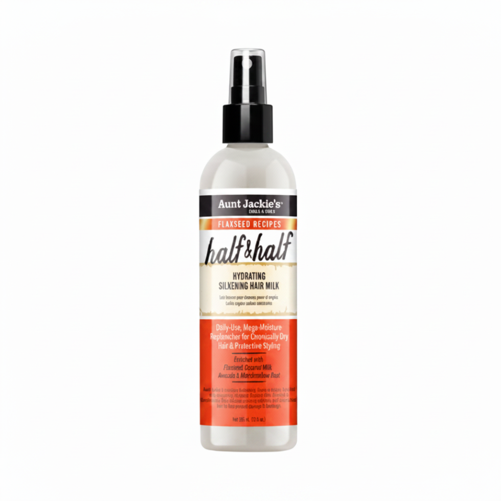 aunt jackies half and half hair milk 12oz hydrating daily moisturizer silkening softens frizz control
