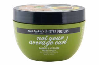 Aunt Jackie’s Butter Fusions Not Your Average Curl Protein Masque 227g strengthening and repairing protein hair mask for curls.