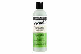Aunt Jackie’s Quench Moisture Intensive Leave In Conditioner 12oz with shea butter and olive oil for soft hydrated hair.