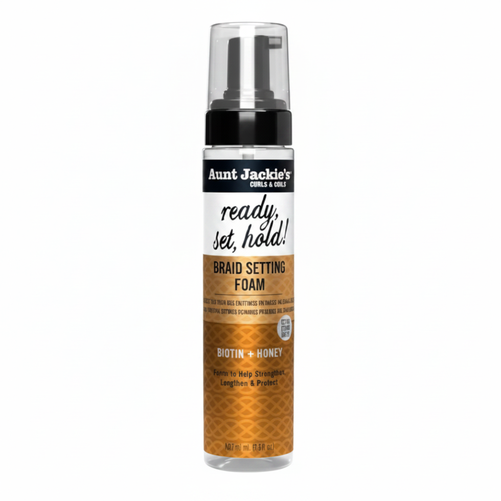 aunt jackies ready set hold braid foam 8.5oz extra firm hold mousse frizz control styling braids twists