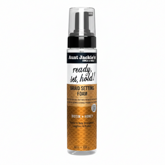 aunt jackies ready set hold braid foam 8.5oz extra firm hold mousse frizz control styling braids twists