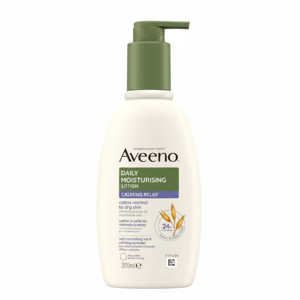 aveeno calming relief body lotion with oat and lavender for soothing hydrating soft smooth sensitive skin