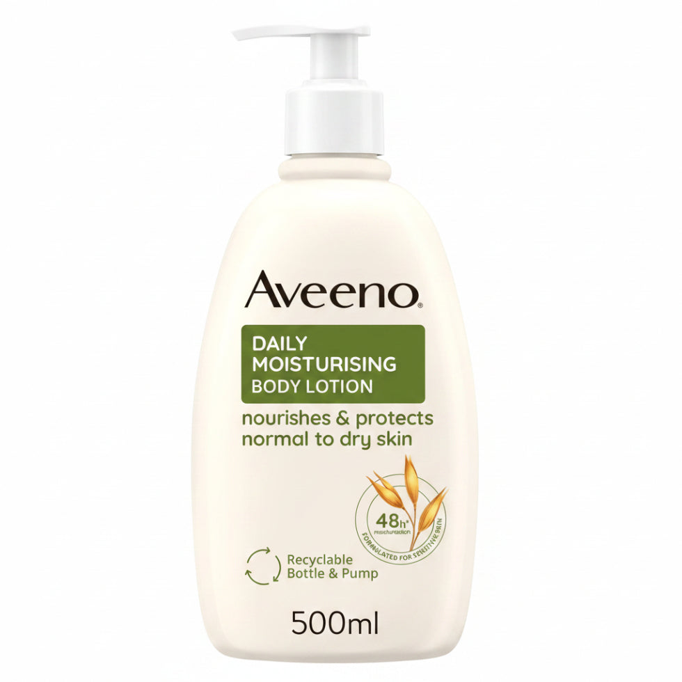 aveeno daily moisturising body lotion 500ml oat fragrance free sensitive skin hydrating soft smooth non greasy