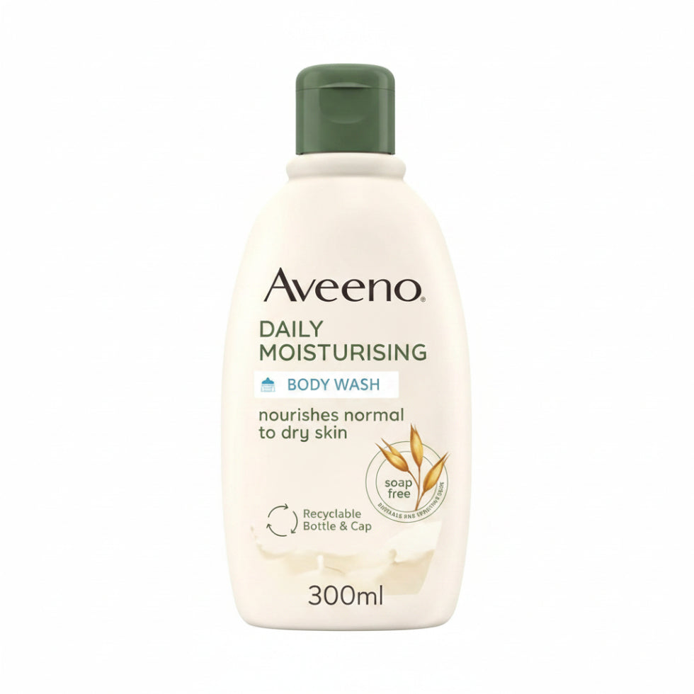 Gently cleanse with Aveeno Body Wash 300ml. Oat-based, soap-free formula nourishes, hydrates, and soothes sensitive skin daily.