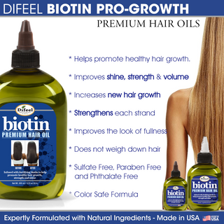 Difeel Biotin Premium Hair Oil 8oz | Thickening & Scalp Nourishing Oil