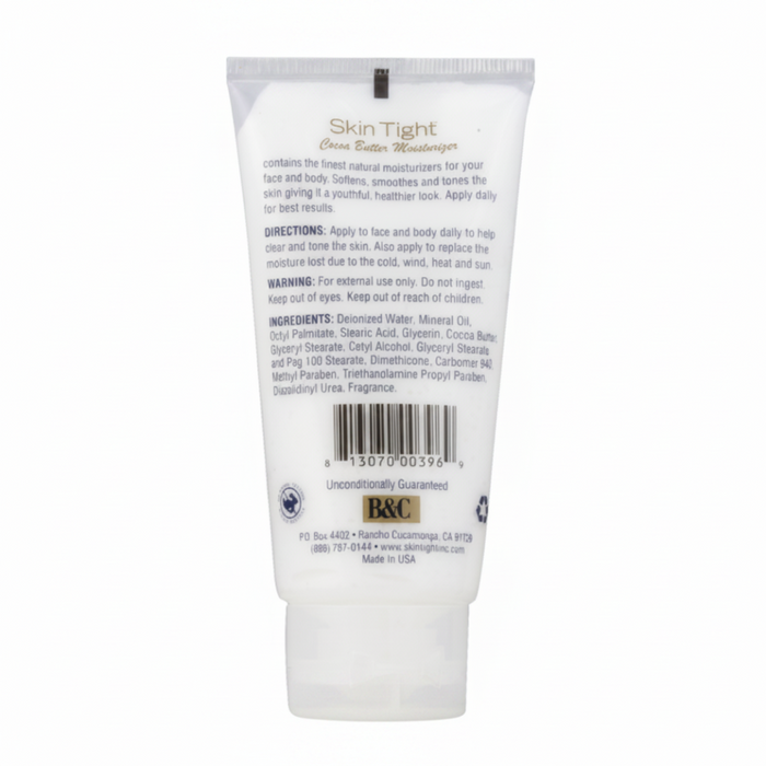 b&c skin tight cocoa butter moisturizer 3.5oz face body cream hydrating dry skin care soft smooth skin