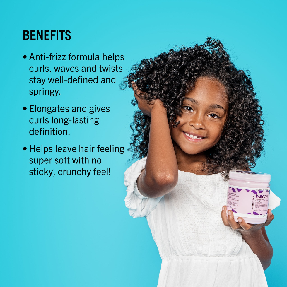 Aunt Jackie’s Baby Curls Moisture Rich Curling and Twisting Custard 15oz gentle curl defining cream for kids curly hair.