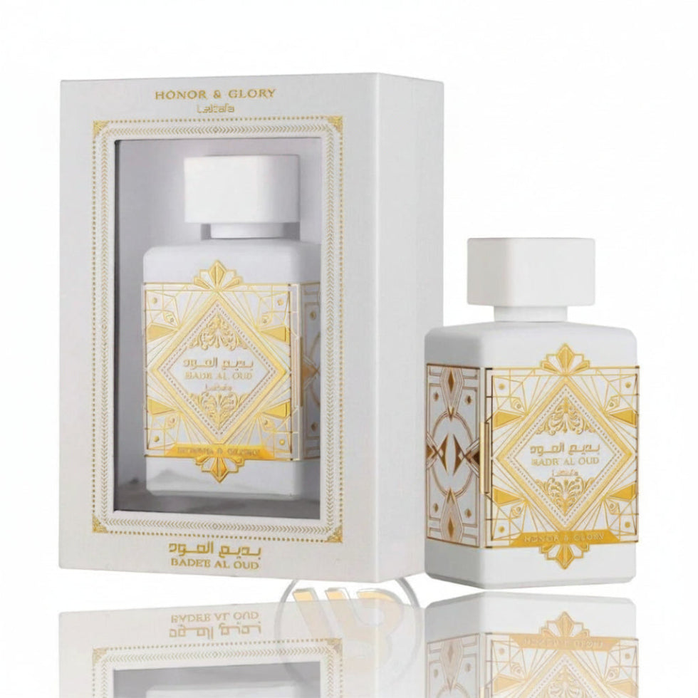 Badee Al Oud Honor and Glory Eau De Parfum 100ml by Lattafa sweet gourmand pineapple vanilla long-lasting unisex fragrance
