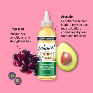 Aunt Jackie’s Balance Grapeseed & Avocado Growth Oil, Porosity Care – 4oz