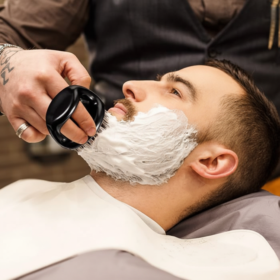 Barber pro men grooming finger brush natural bristle beard styling and detangling brush