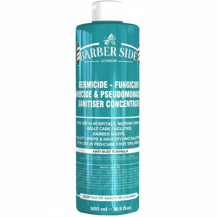 Barber side london germicide turquoise 500ml salon disinfectant tool cleaner for barbershops and professional salon hygiene and sanitation