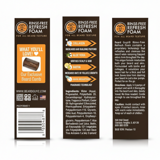 Beard guyz rinse free refresh foam 1.7oz waterless beard cleanser removes dirt and odor